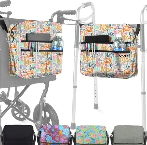 Vive Wheelchair Bag - Machine Washable, Double-Stitched, Water-Resistant Accessory Backpack for Rollators, Wheel Chairs, Walkers - Pouch with XL Pockets & Straps for Quick Installation