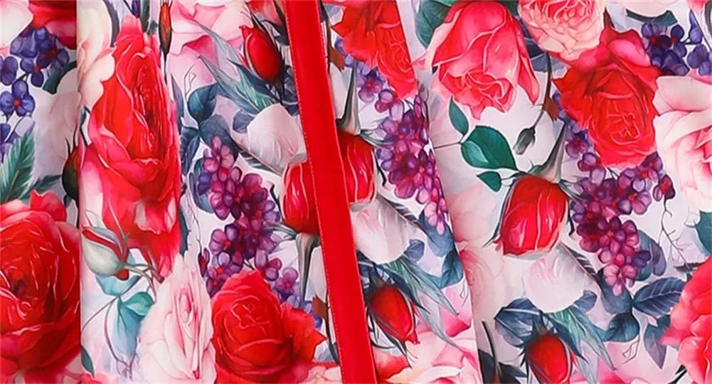 Vsadsau Women Bohemian Maxi Dress Flying Sleeve Single Breasted Dresses Floral Print Long Robe Party Dress