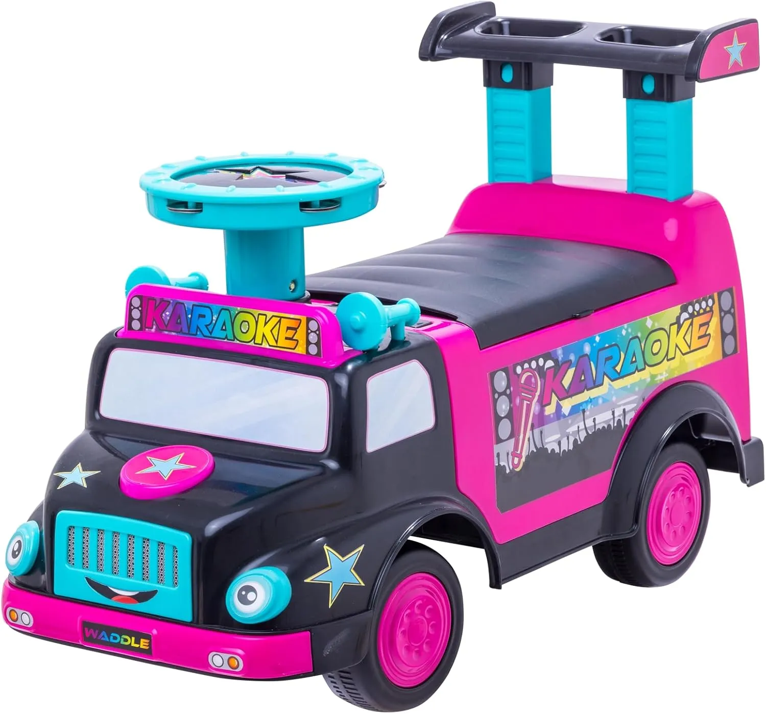 WADDLE Toddler Ride On Toy - Push Car, Interactive Musical Toys for Toddlers 1-3 with Microphone, Keyboard & Drumsticks, Toddler Activities, Foot to Floor, Durable Baby Car, Easy Assembly, Baby Toy