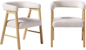 Walker Edision Ezra Modern Curved Back Dining Chair with Boucle Upholstery - Ivory (Set of 2)
