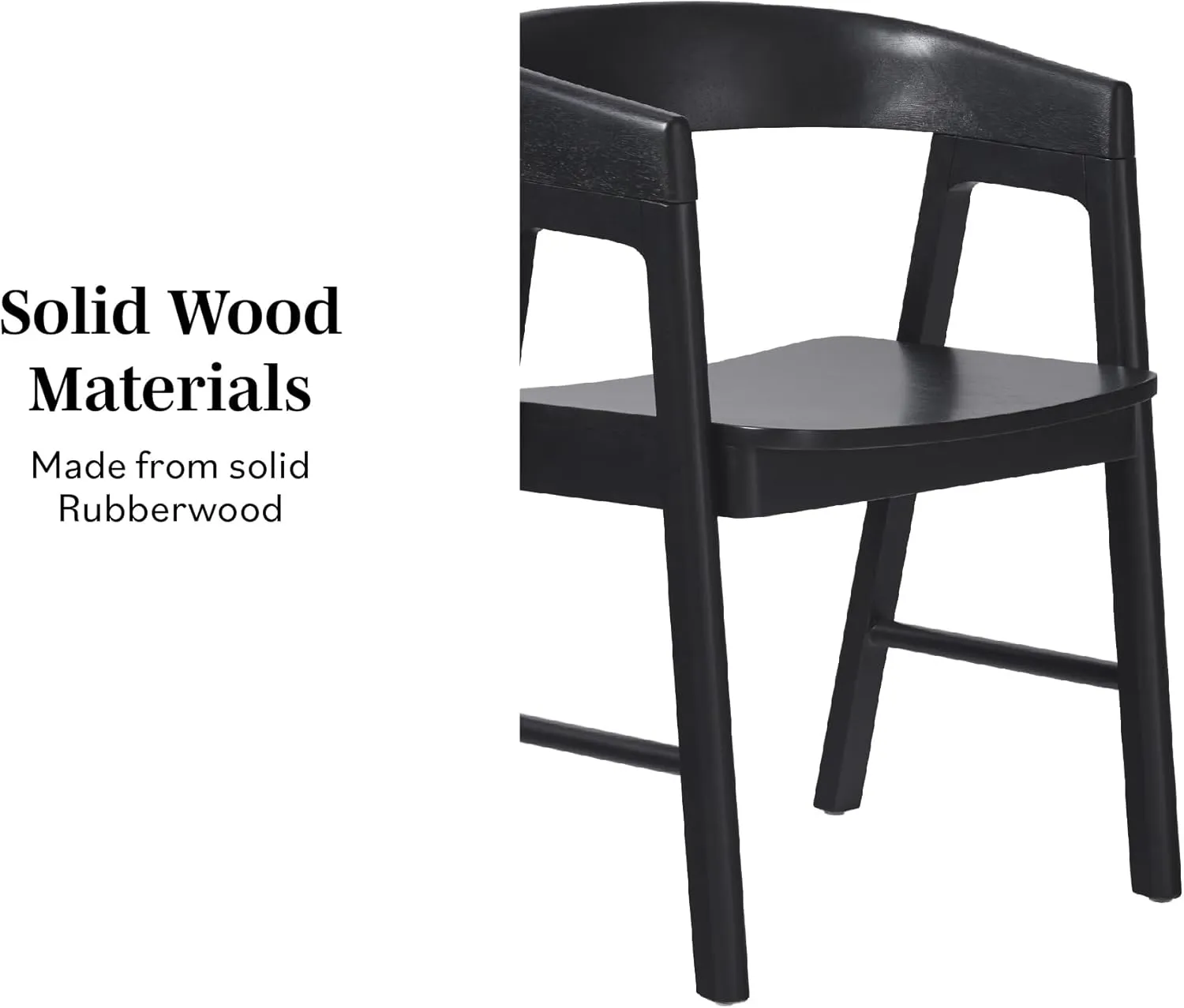 Walker Edision Ezra Modern Solid Wood Rounded Back Dining Chair - Black (Set of 2)