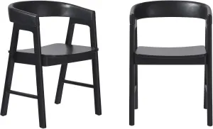 Walker Edision Ezra Modern Solid Wood Rounded Back Dining Chair - Black (Set of 2)