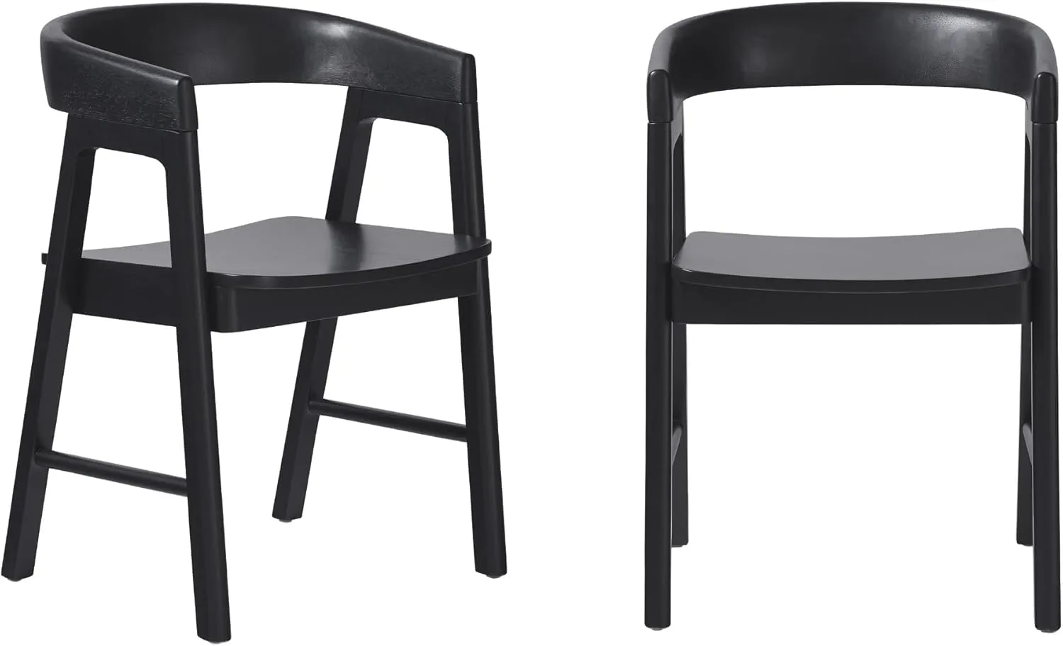 Walker Edision Ezra Modern Solid Wood Rounded Back Dining Chair - Black (Set of 2)