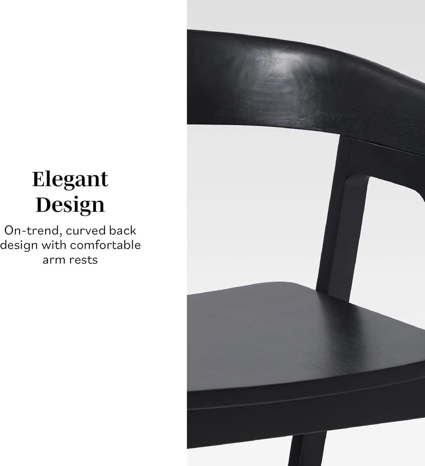 Walker Edision Ezra Modern Solid Wood Rounded Back Dining Chair - Black (Set of 2)