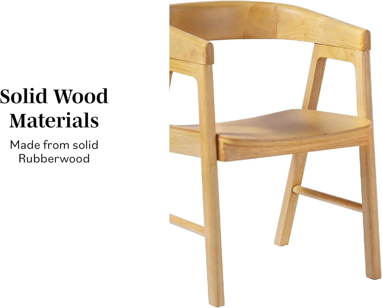Walker Edision Ezra Modern Solid Wood Rounded Back Dining Chair - Natural (Set of 2)