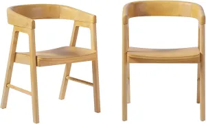 Walker Edision Ezra Modern Solid Wood Rounded Back Dining Chair - Natural (Set of 2)