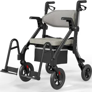 Walkers for Seniors, Rollator with Seat & Brakes, Rollator Foldable, Transport Chair, Folding Adult Walker, Bariatric Rollator, Walker Wheelchair Combo Z55-2025 New