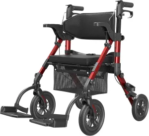 Walkers for Seniors, Wheelchairs for Adults, Rollator Walker with Seat, 2 in 1 Rollator Transport Chair with Brakes, Rollator Lightweight Foldable, Walker Wheelchair Combo Z51-FSA HSA