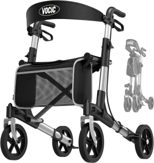 Walkers-for-Seniors-with-Seat, Lightweight Rollator Walker with Seat and Brakes, Folding Rolling Walker with Wheels, All Terrain-2024 New