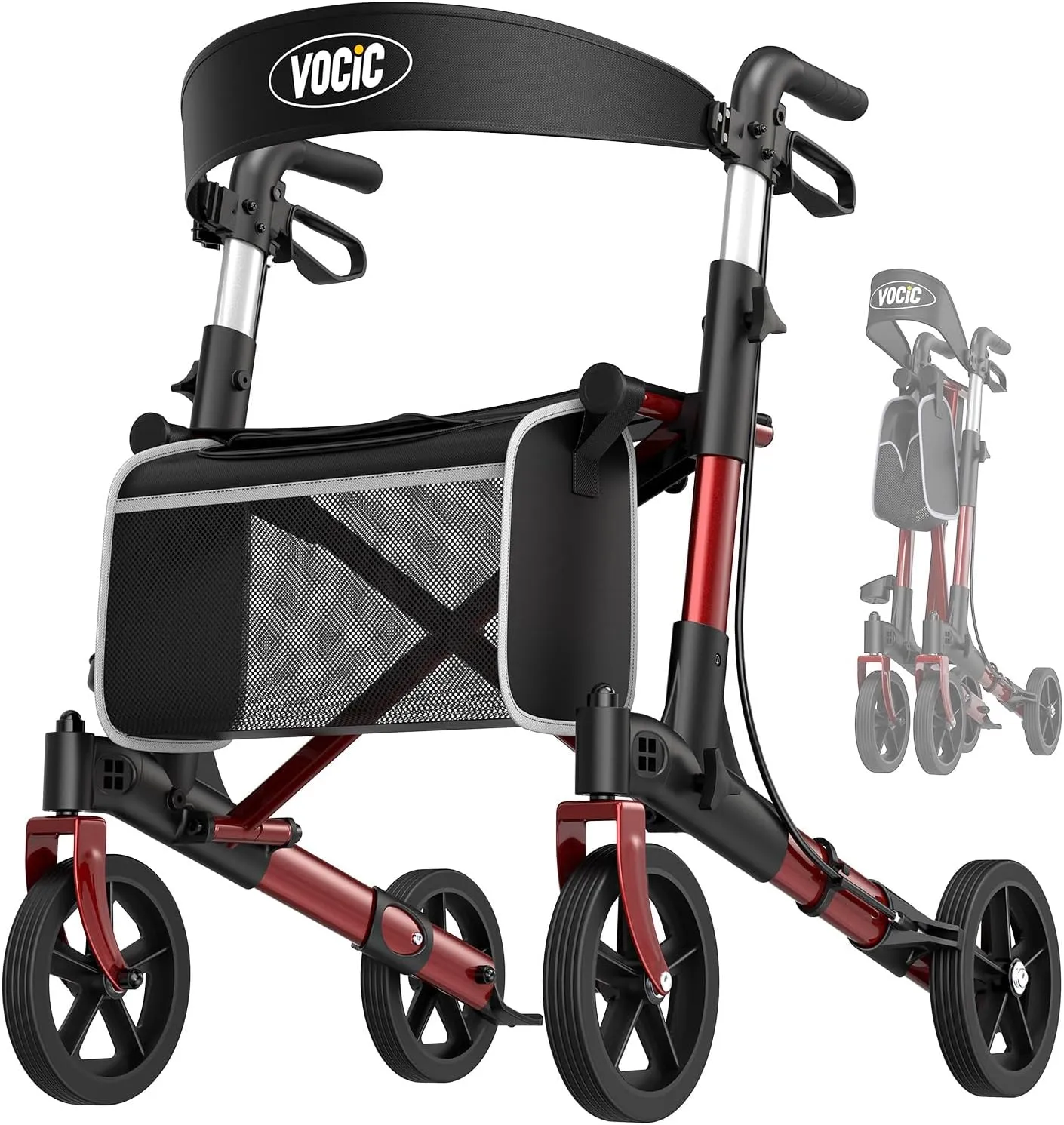 Walkers-for-Seniors-with-Seat, Lightweight-Rollator-Walker-with-Seat-and-Brakes, Folding-Rolling-Walker-with-Wheels, All Terrain