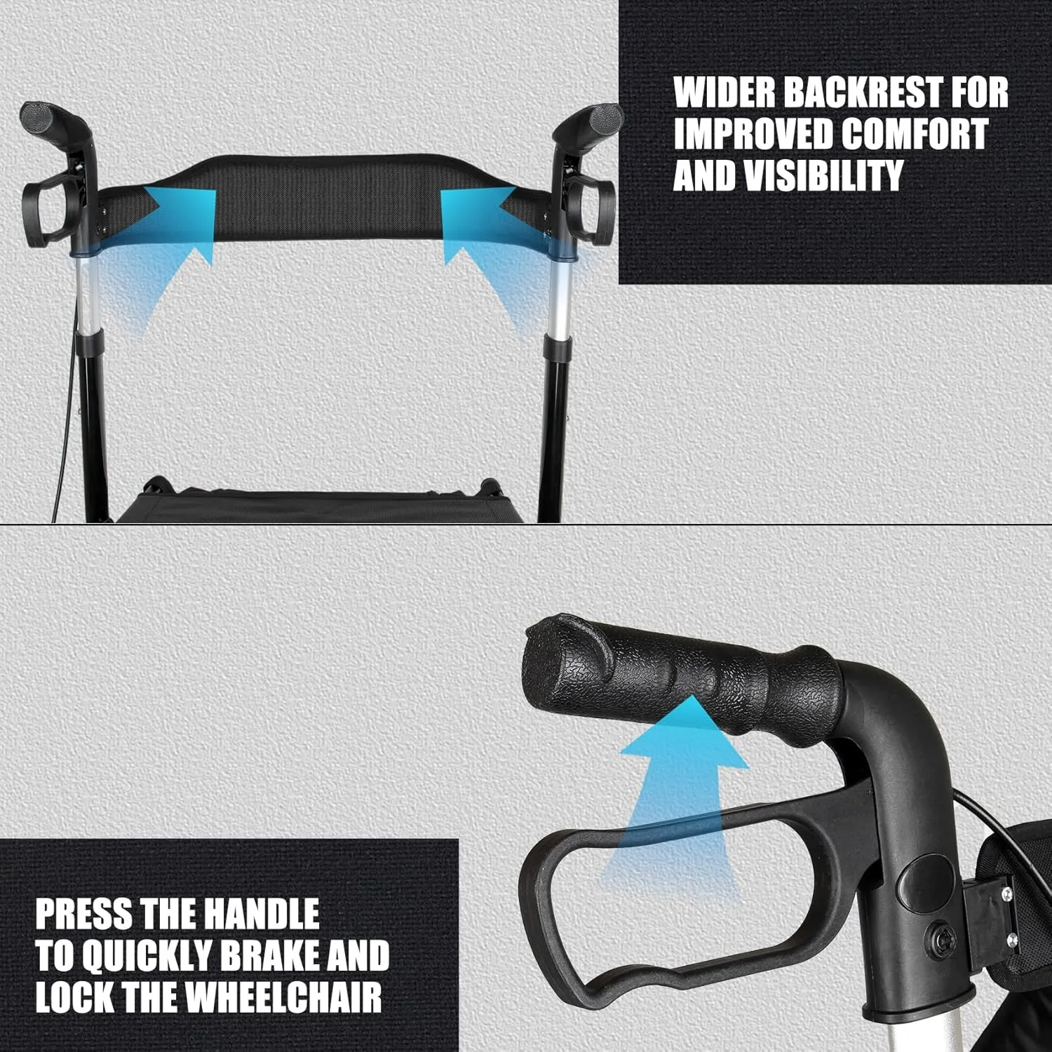 Walkers for Seniors with Seat,Mobility Scooters for Seniors,Rollator Walker with Foldable,8"Front Wheel,Height-Adjustable Seat,Equipped with Shopping Bag,Supports up to 300 lbs(Black-Standard version)
