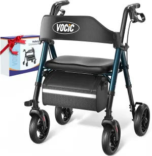 Walkers for Seniors, Z21 Rollator Walker with Seat Supports 350lb, 8" Big Wheels for All Terrain, Ergonomic Arc Seat & 6" Ultra Backrest Foldable Walker, Dual Height Adjustment, Lightweight 2025