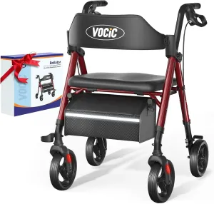 Walkers for Seniors, Z21 Rollator Walker with Seat Supports 350lb, 8" Big Wheels for All Terrain, Ergonomic Arc Seat & 6" Ultra Backrest Foldable Walker, Dual Height Adjustment, Lightweight 2025