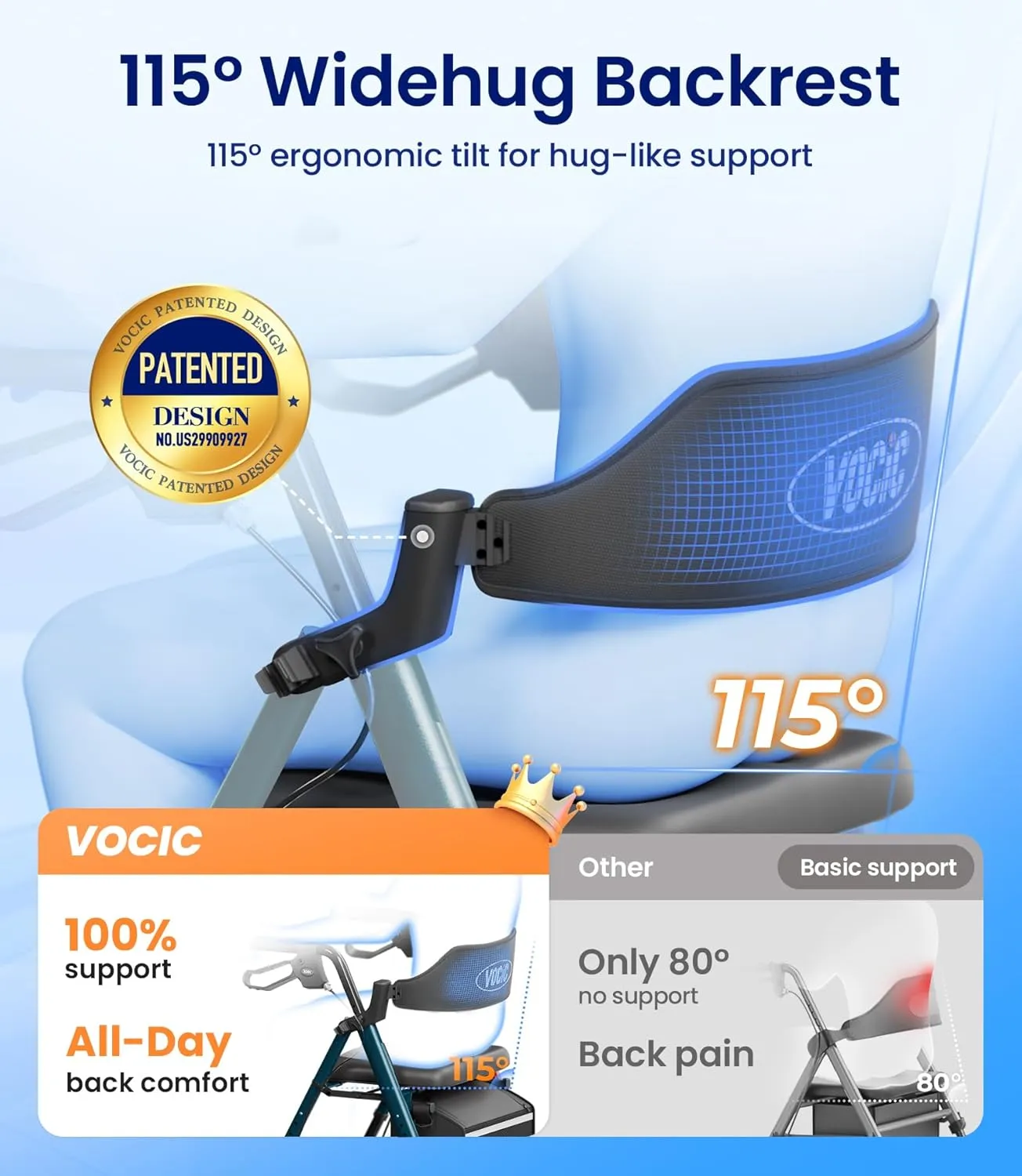 Walkers for Seniors, Z21 Rollator Walker with Seat Supports 350lb, 8" Big Wheels for All Terrain, Ergonomic Arc Seat & 6" Ultra Backrest Foldable Walker, Dual Height Adjustment, Lightweight 2025