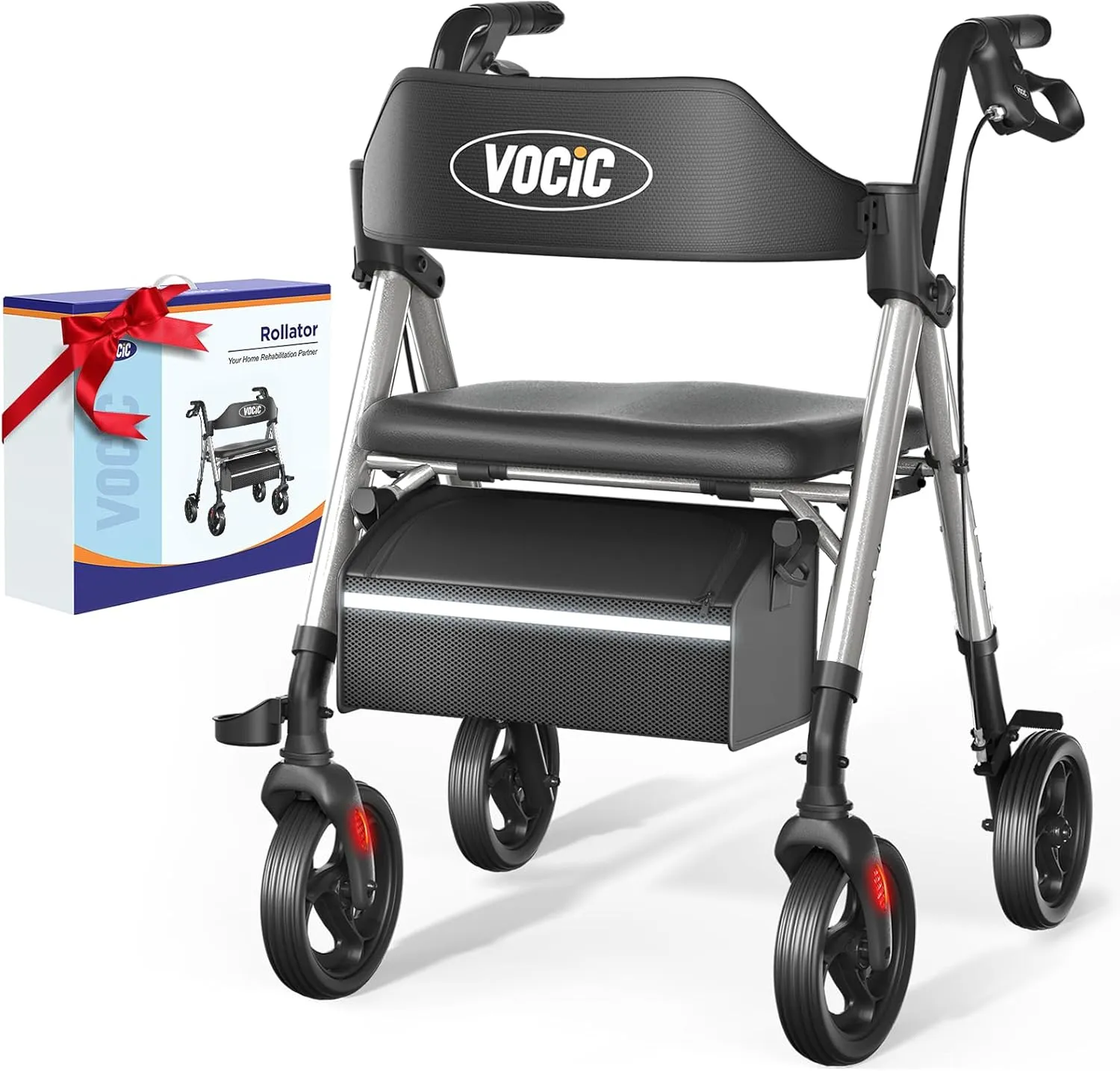 Walkers for Seniors, Z21 Rollator Walker with Seat Supports 350lb, 8" Big Wheels for All Terrain, Ergonomic Arc Seat & 6" Ultra Backrest Foldable Walker, Dual Height Adjustment, Lightweight 2025