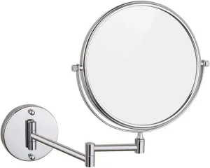 Wall Mirror for Bathroom , 8-Inch Wall Mounted Makeup Mirror, Double Sided Magnifying Makeup Mirror for Bathroom, 3x/5x/7x/10x Magnification, 360 Degree SwivelNo Light, Extendable Arm, Round ( Color :
