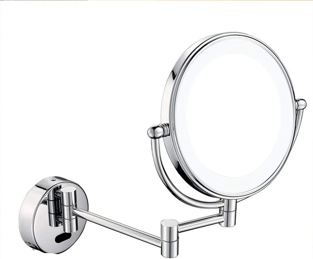 Wall Mounted Makeup Mirror with 3X Magnification, Makeup Mirror with LED Lights for Girls, 8 Inches, 360 Degree Swivel, Two-Sided Extendable, Bathroom and Hotel, Smart Sensor