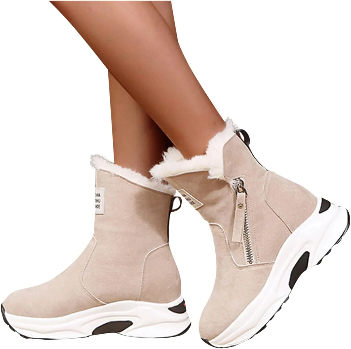 Warm Heel Women's Wedges Shoes Thermal Breathable Boots Casual Slipon Snow Winter women's Warm Wedge Boots for Women
