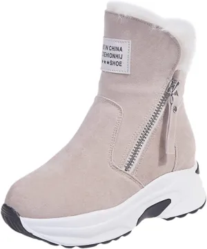Warm Heel Women's Wedges Shoes Thermal Breathable Boots Casual Slipon Snow Winter women's Warm Wedge Boots for Women