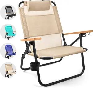 Water Buffalo Bondi Beach Chair – Backpack Beach Chair for Adults with Reclining Positions, Cup Holder & High Back Support