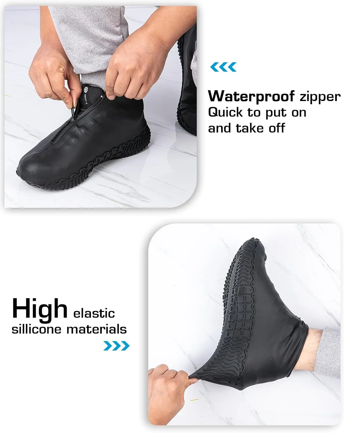 Waterproof Rain Shoe Covers, Silicone Overshoes with Zipper Non-slip Galoshes for Men and Women (S (Kids 3-5 year), Blue) (S (Kids 3-5 year), Blue)