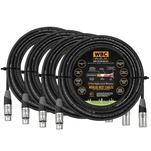 WBC-VALUELINE-2CS (22 AWG) - 4 Units - 40 Foot–Low-Capacitance Shielded Balanced Flexible Microphone, Active-Speaker & Interconnect Cables with Eminence Gold XLR Connectors