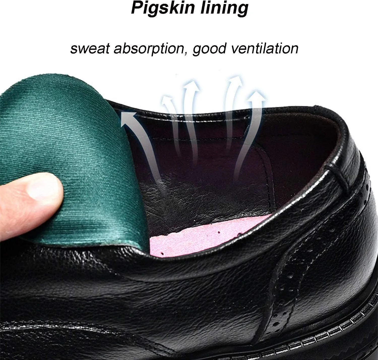 WENJHEN Men's Brogue Genuine Leather Shoes, Lace Up Formal Dress Flat Oxfords Shoes
