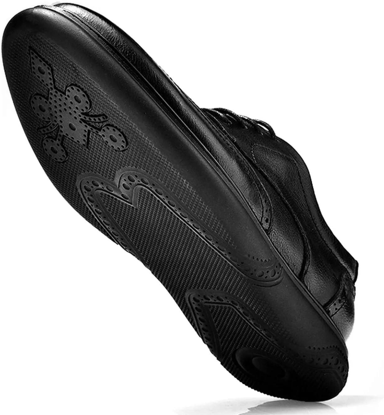 WENJHEN Men's Brogue Genuine Leather Shoes, Lace Up Formal Dress Flat Oxfords Shoes