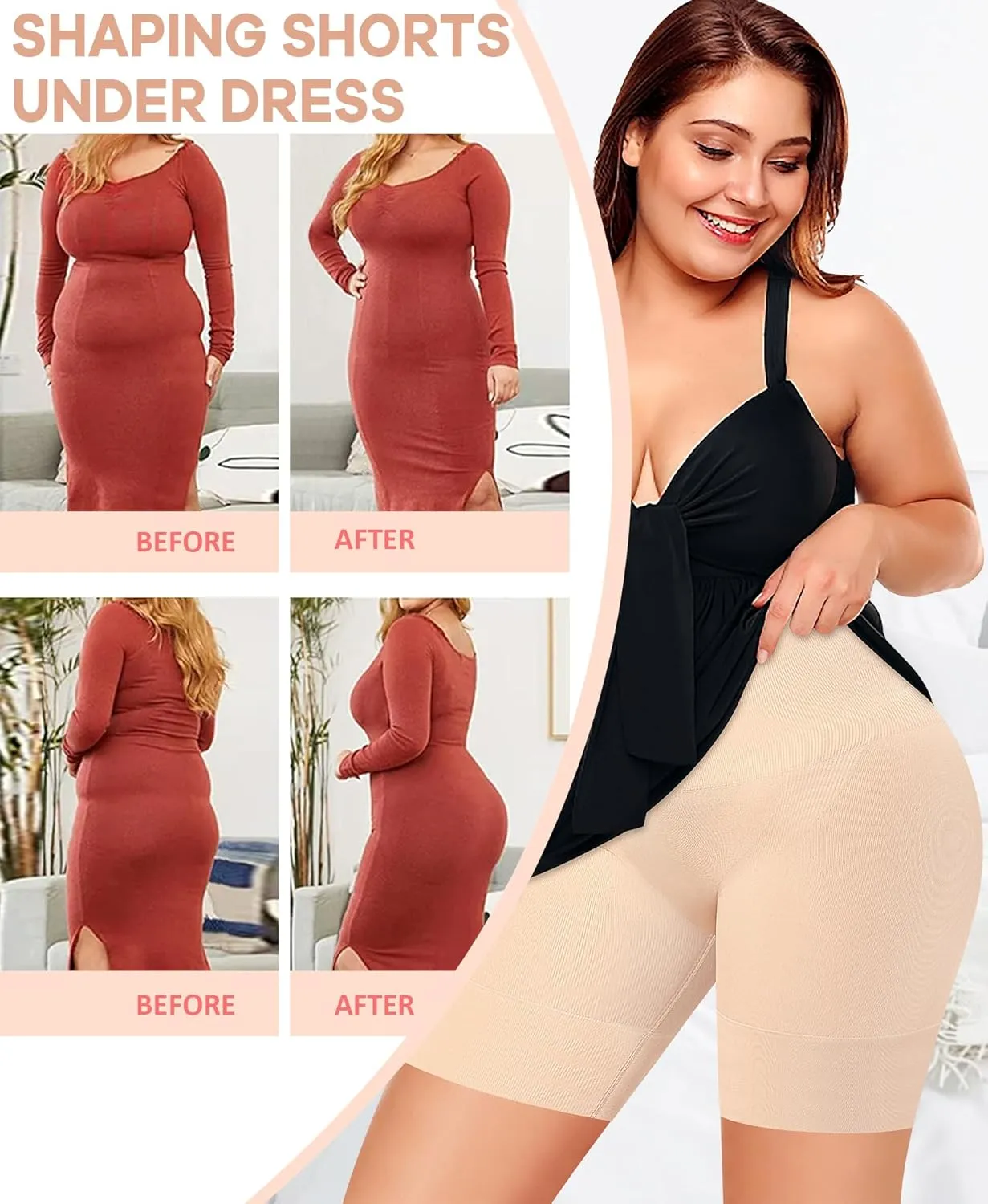 Werena Tummy Control Shapewear Shorts for Women Seamless High Waisted Body Shaper Shaping Underwear Girdle Panties