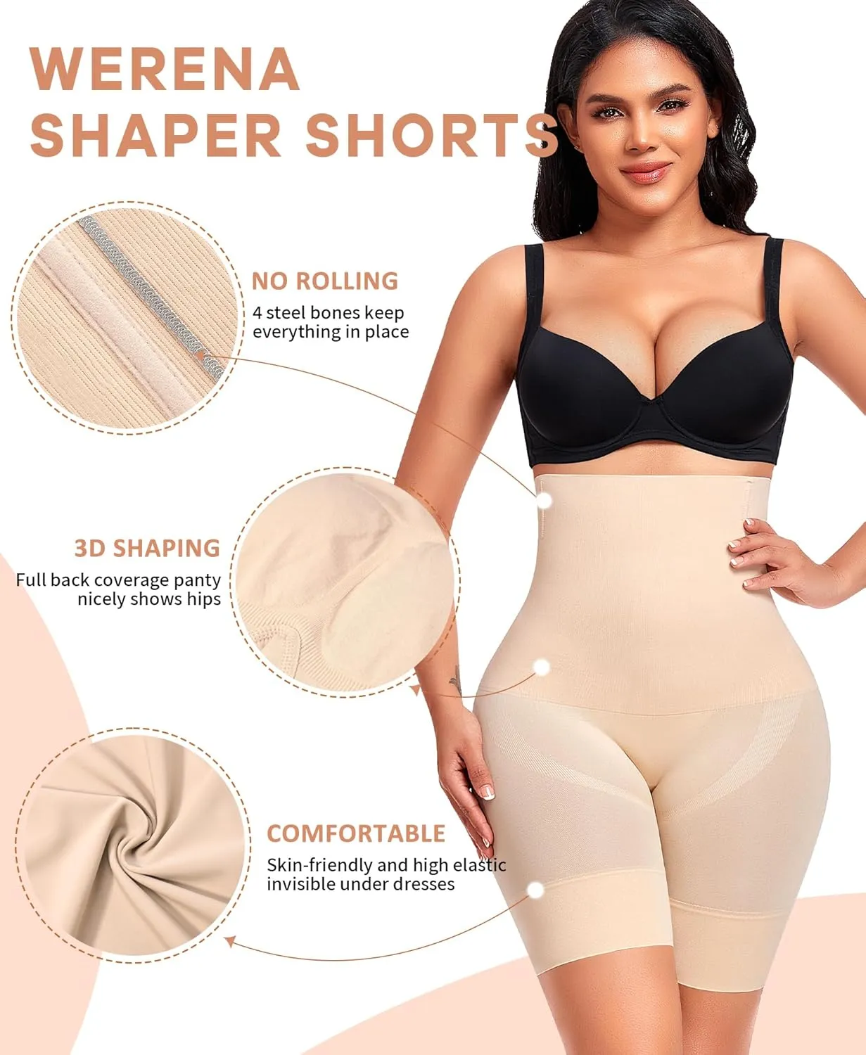 Werena Tummy Control Shapewear Shorts for Women Seamless High Waisted Body Shaper Shaping Underwear Girdle Panties
