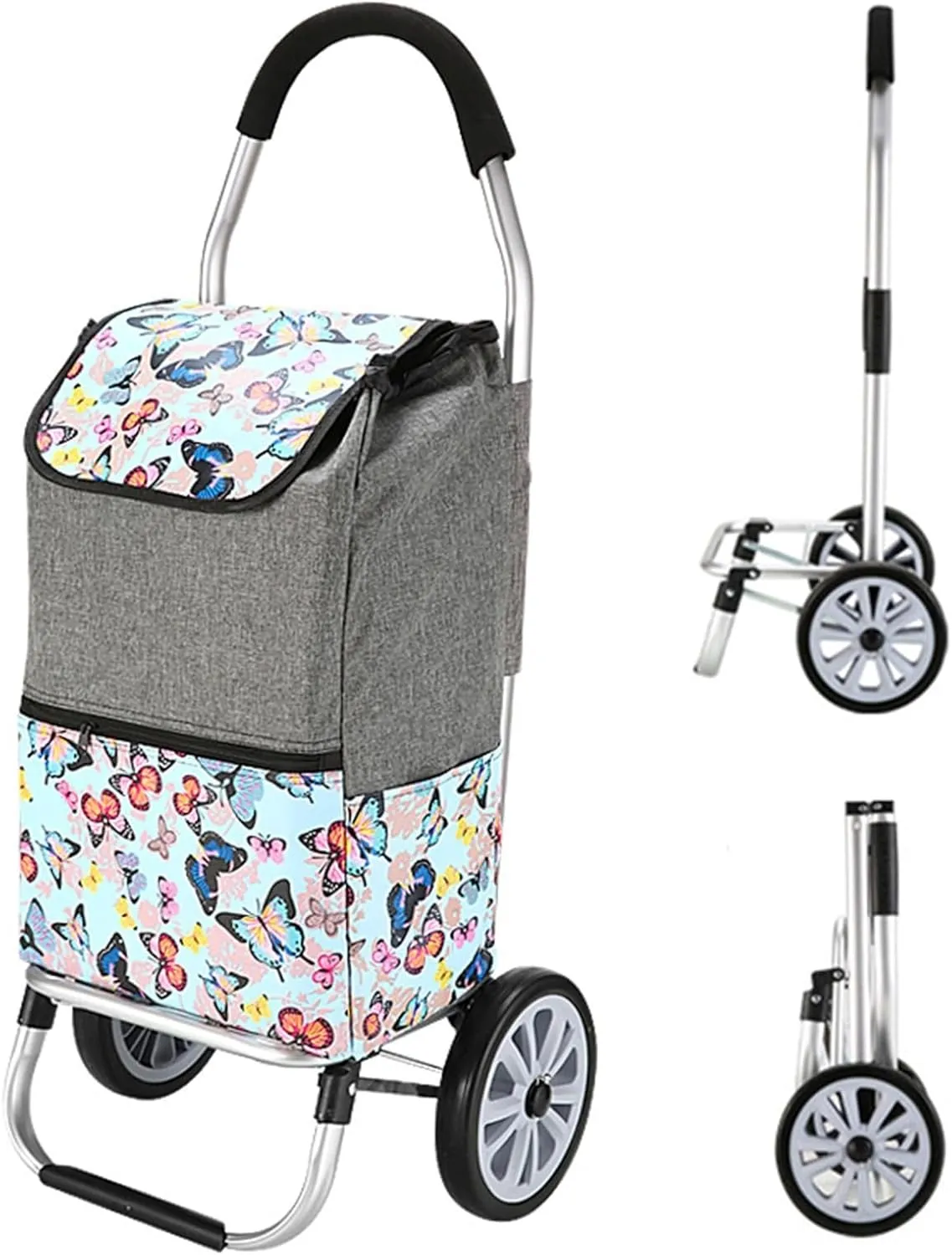Wheeled Shopping Trolley Cart, Foldable Extended Handle Stair Climbing Wheels Removable Waterproof Bag for Shopping for The Elderly(Dark Blue)