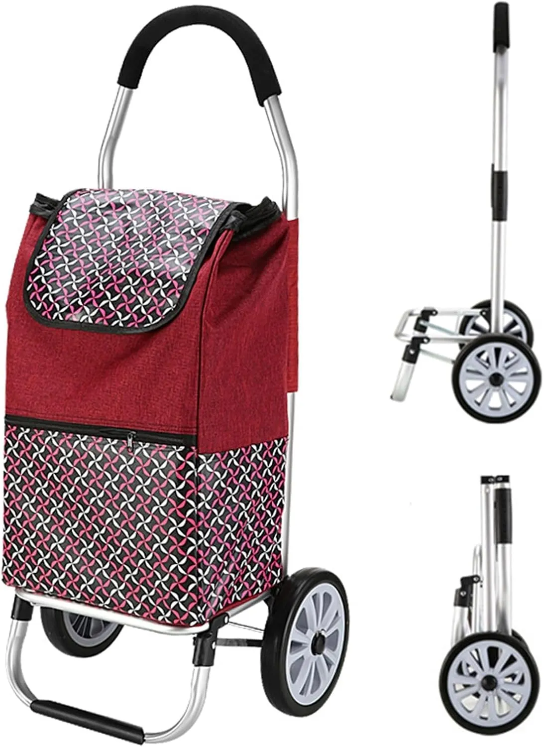 Wheeled Shopping Trolley Cart, Foldable Extended Handle Stair Climbing Wheels Removable Waterproof Bag for Shopping for The Elderly(Dark Blue)