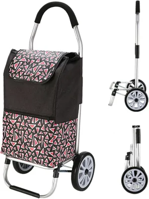 Wheeled Shopping Trolley Cart, Foldable Extended Handle Stair Climbing Wheels Removable Waterproof Bag for Shopping for The Elderly(Dark Blue)