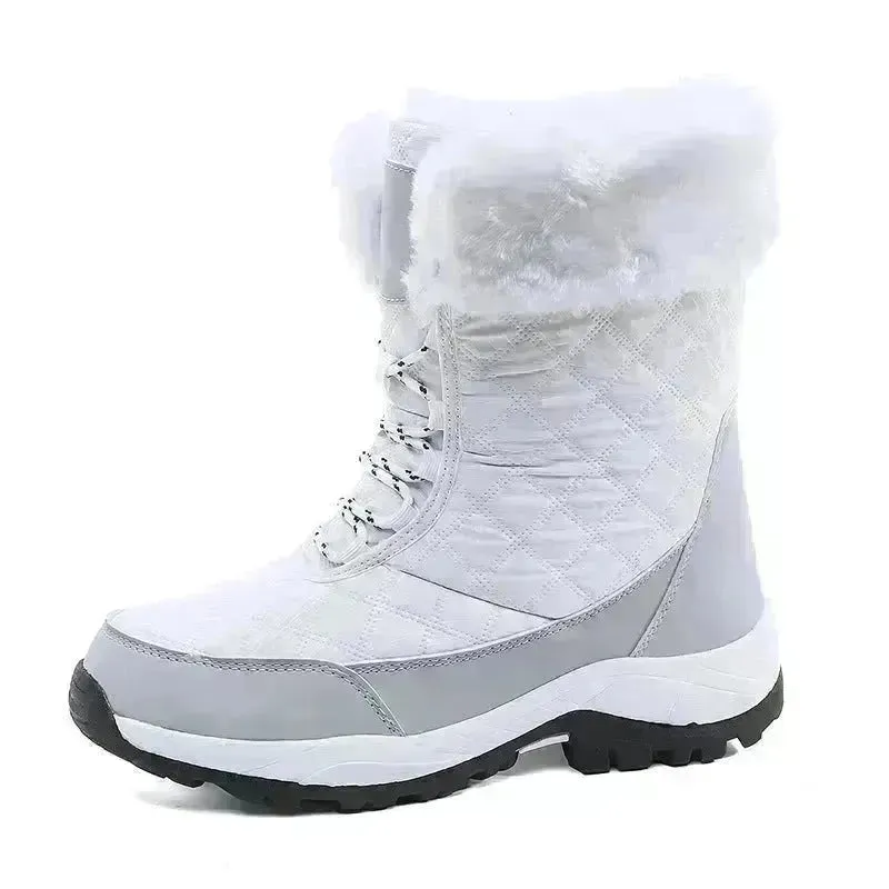 Winter Waterproof Snow Boots Women's Mid-calf Front Zipper