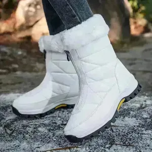 Winter Waterproof Snow Boots Women's Mid-calf Front Zipper