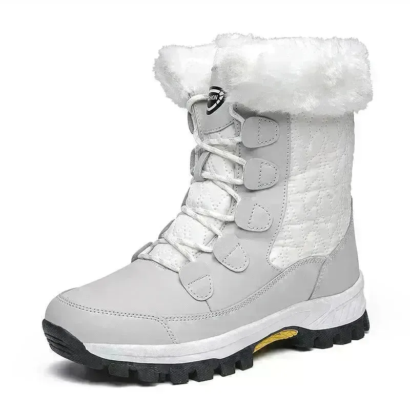 Winter Waterproof Snow Boots Women's Mid-calf Front Zipper