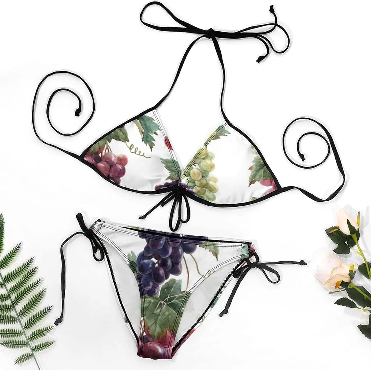 Women 2 PCS Halter Bikini Padded Swimwear Tie Side Triangle Bathing Suit