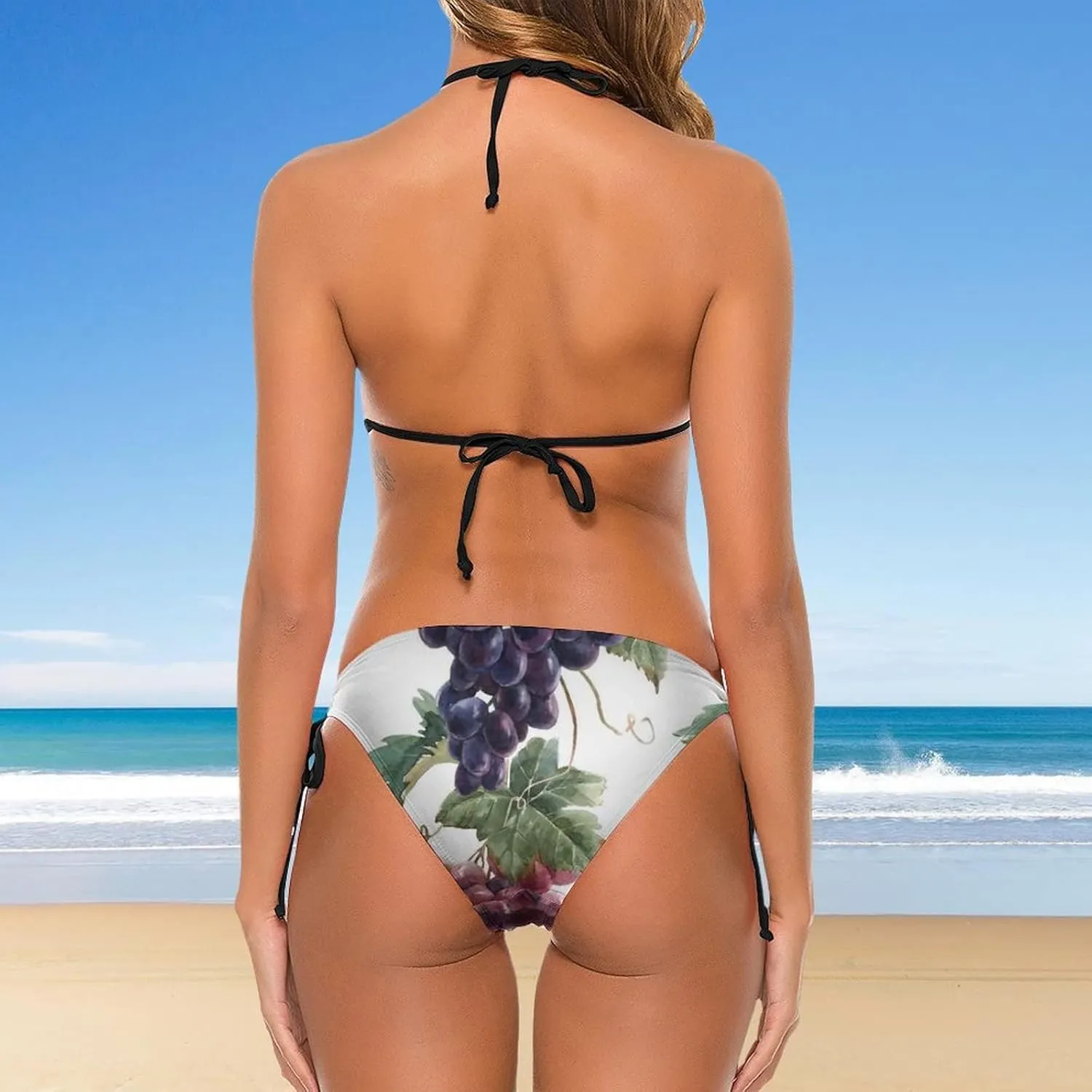 Women 2 PCS Halter Bikini Padded Swimwear Tie Side Triangle Bathing Suit