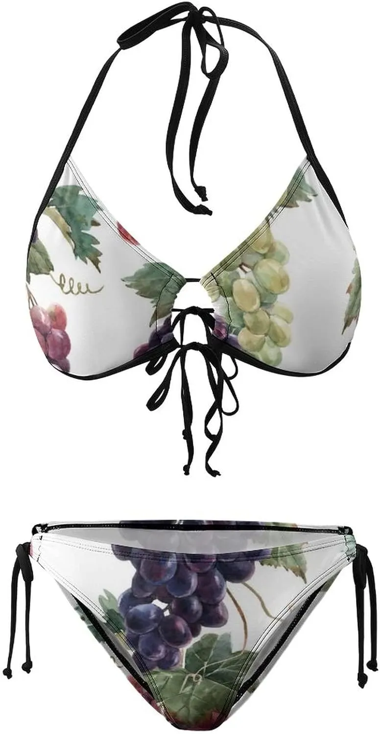 Women 2 PCS Halter Bikini Padded Swimwear Tie Side Triangle Bathing Suit