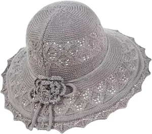 Women Straw Sun Hat Foldable Beach Hat Wide Brim Floppy Bucket Hat