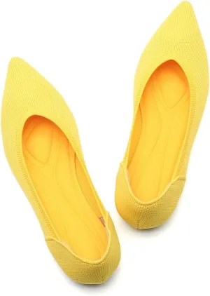 Women's Ballet Flats Comfort Breathable Mesh Knit Leopard Black Pointed Toe Slip On Shoes