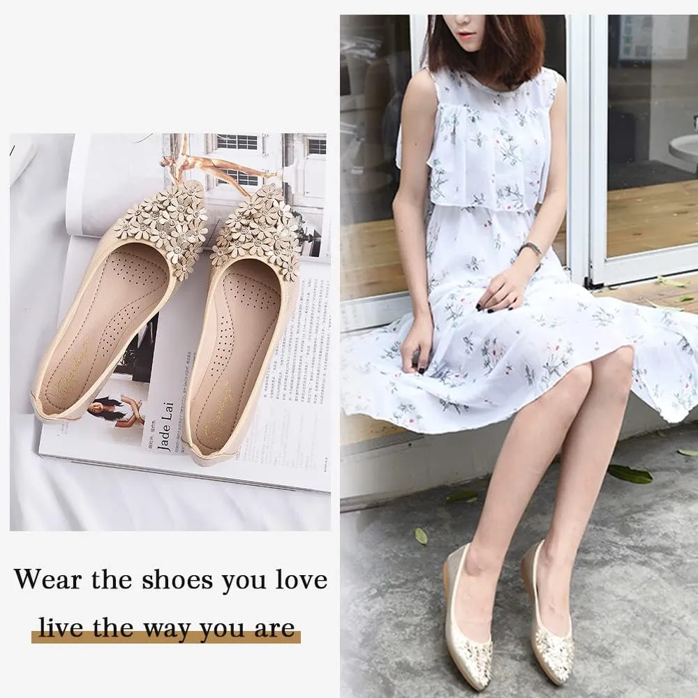 Women's Ballet Flats Foldable Casual Sparkly Rhinestone Wedding Ballerina Shoes Comfort Slip on Walking Flat Shoes