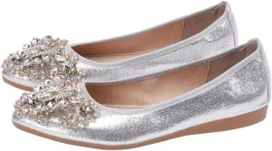 Womens Ballet Flats Foldable Rhinestone Pointed Toe Comfortable Slip on Wedding Flat Shoes Dress Flats for Women