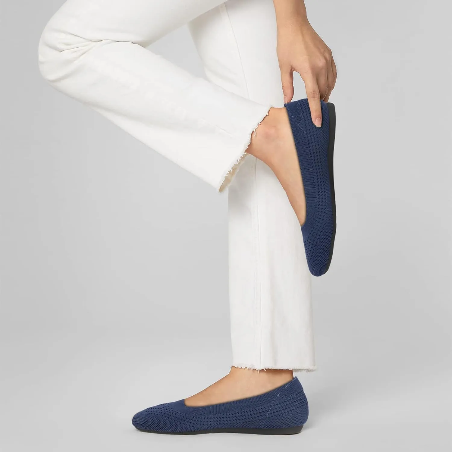 Women's Ballet Flats Shoes Round Toe Slip On Knit Casual Dress Shoes Comfort Ballerina Walking Flats Shoes