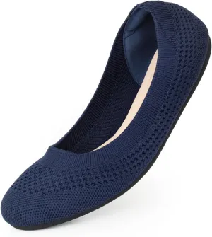 Women's Ballet Flats Shoes Round Toe Slip On Knit Casual Dress Shoes Comfort Ballerina Walking Flats Shoes