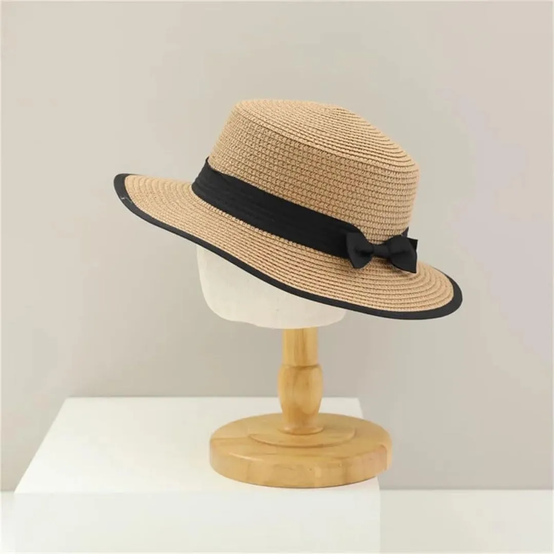 Women's Casual Straw Hat and Shoulder Bag Set Flat Top Wide Brim Summer Beach Accessories