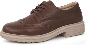 Women's Classic Oxford Flat Lace Up Business Formal Retro Wingtip Brogue Dress Shoes