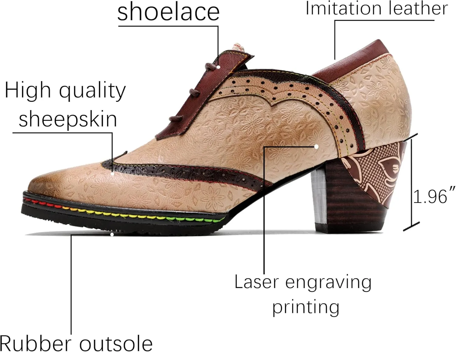 Women's Handmade Lambskin Oxford Loafers Shoes with Retro Ethnic Printed Style, Brock Design for Casual and Fashion Collegiate Style
