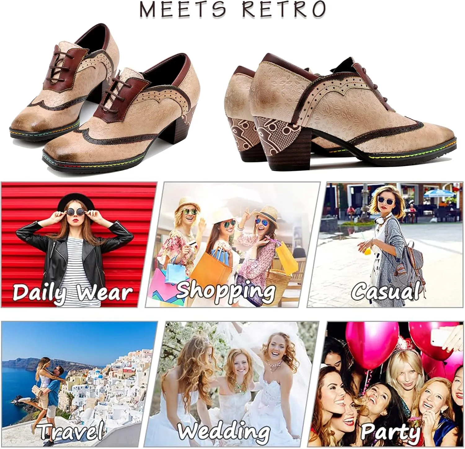 Women's Handmade Lambskin Oxford Loafers Shoes with Retro Ethnic Printed Style, Brock Design for Casual and Fashion Collegiate Style
