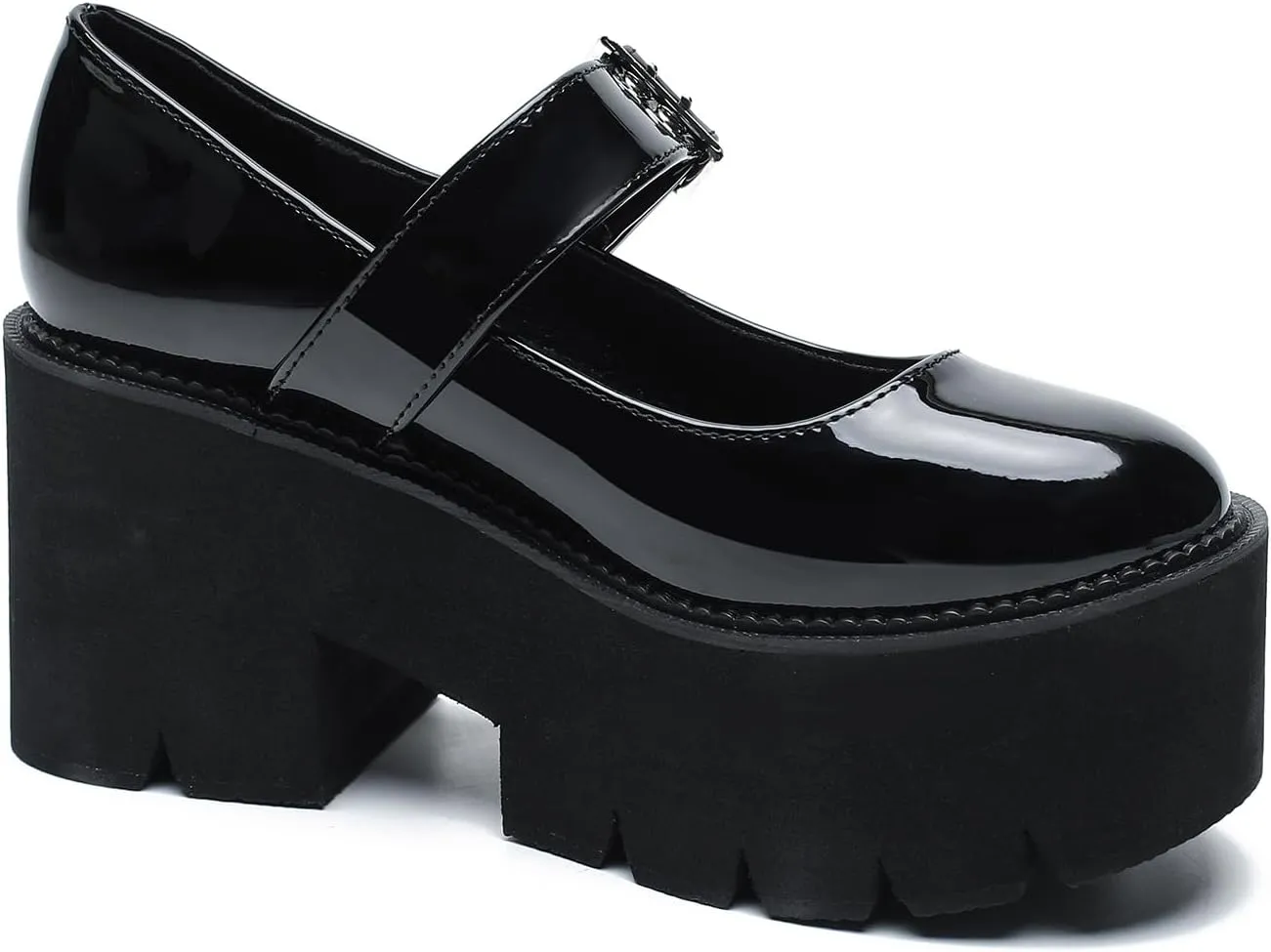 Women's Lolita Platform Mary Janes Shoes Lug Sole Gothic Chunky Heel Uniform Pumps with Ankle Strap